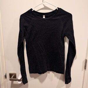 Athleta Black Glitter Long Sleeve Top
